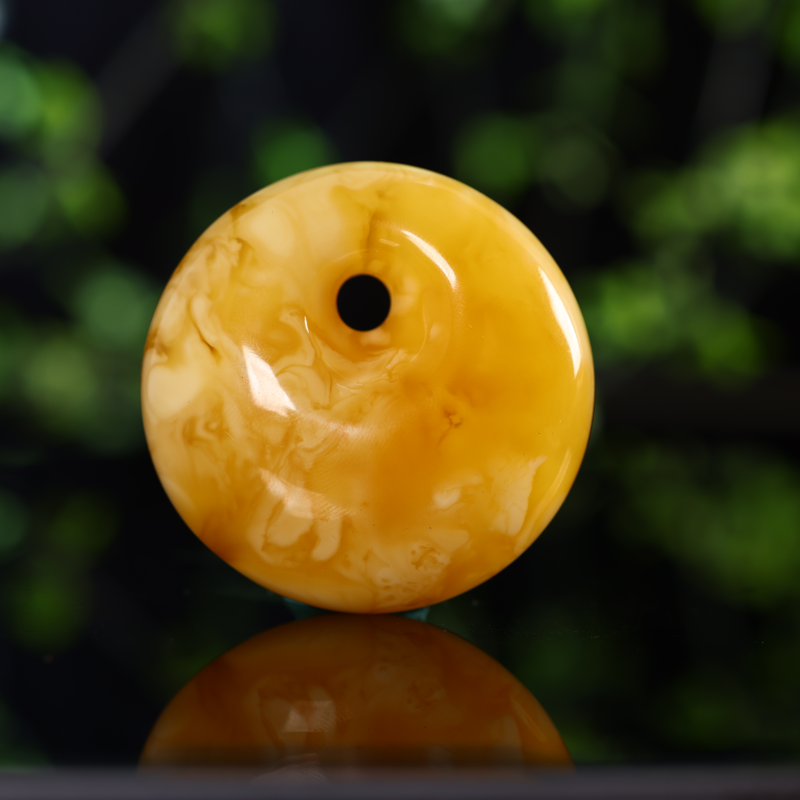 天然波罗的海橘黄妖花公主扣大平安扣满蜜蜜蜡吊坠焦皮料花蜡吊坠