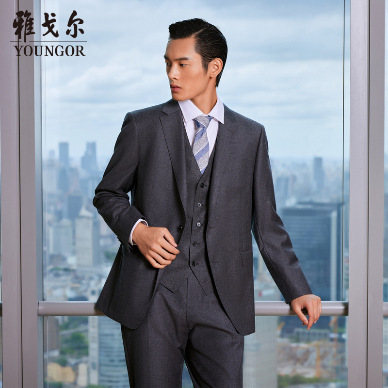 雅戈尔男士商务西服秋冬修身西装商务休闲套西VOTX225135上衣