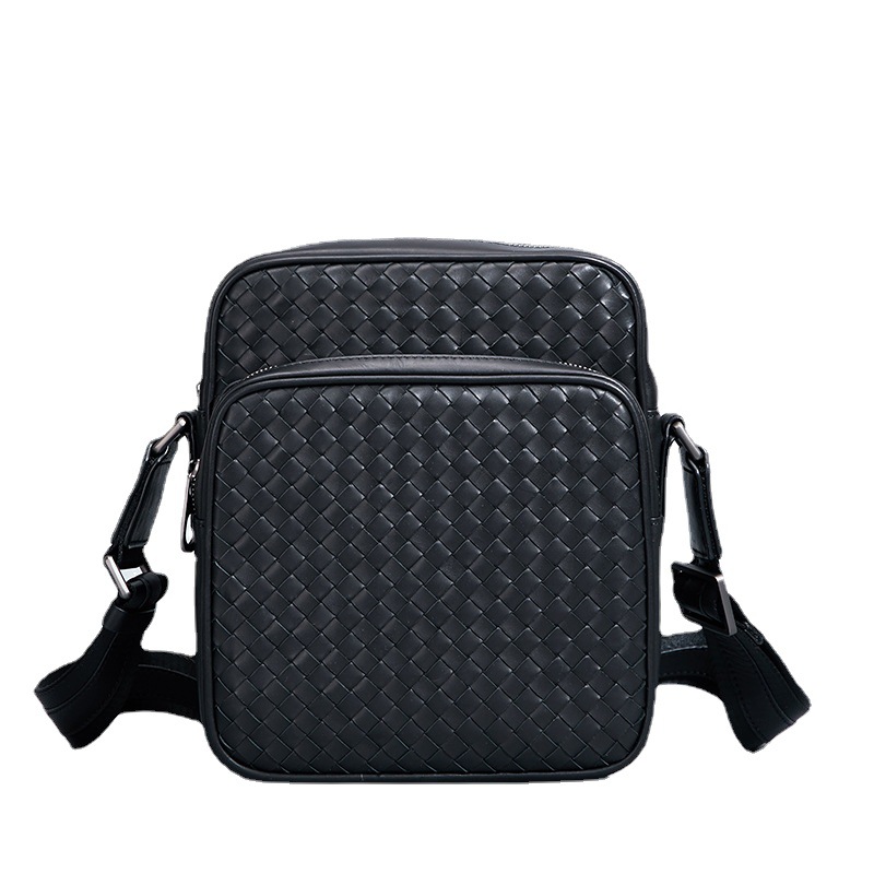 真皮编织时尚休闲斜跨包男士包单肩