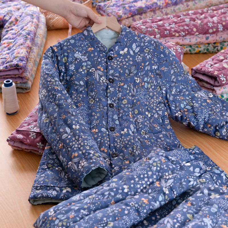 棉花手工棉衣女 冬季加厚棉袄棉裤外穿套装老年人拜年服保暖冬装