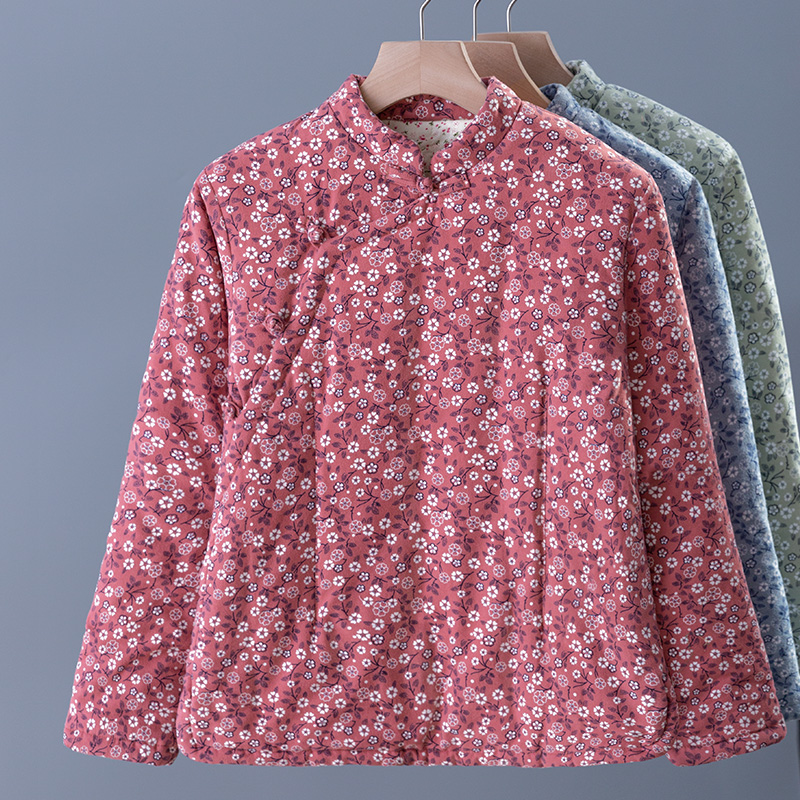 棉花中式盘扣拜年服女 中国风复古棉衣薄棉内胆 文艺范棉服夹棉冬