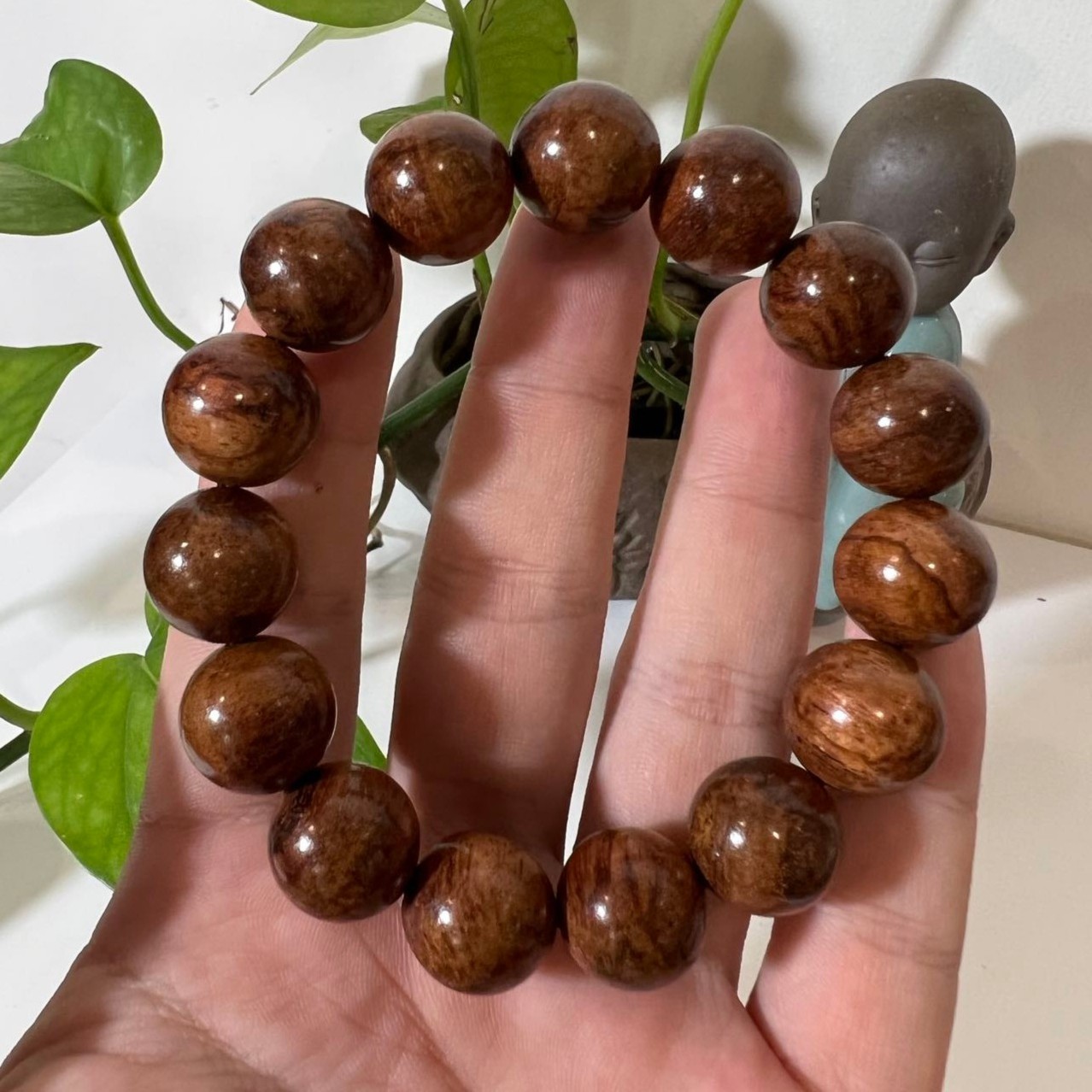 【入门级】海南黄花梨降香黄檀山水纹1.5规格单圈手串