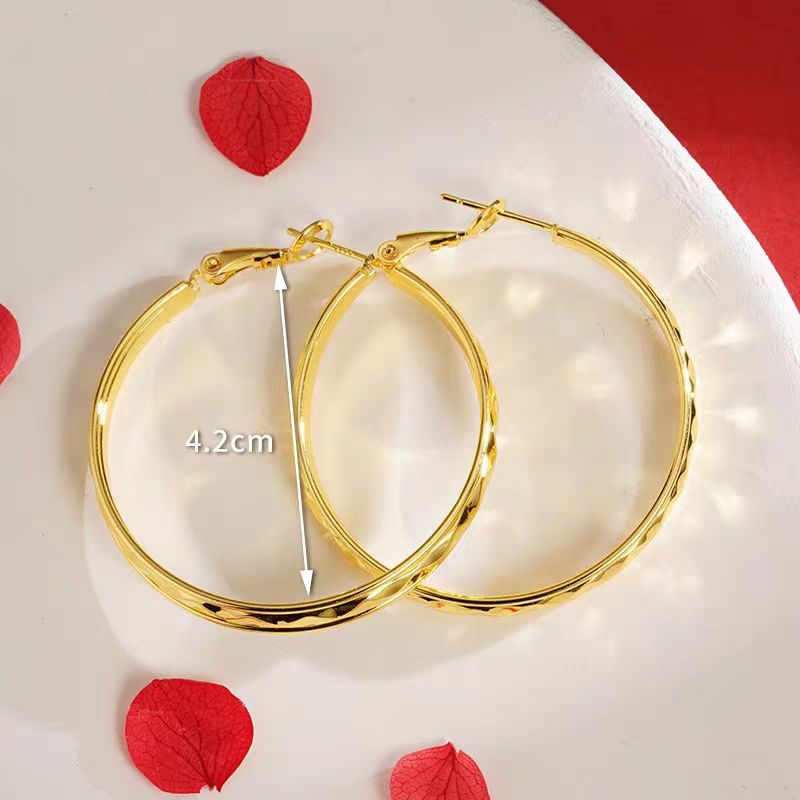 钛钢耳饰 钛钢宫廷风耳环42mm气质时尚百搭大耳环个性防过敏简约