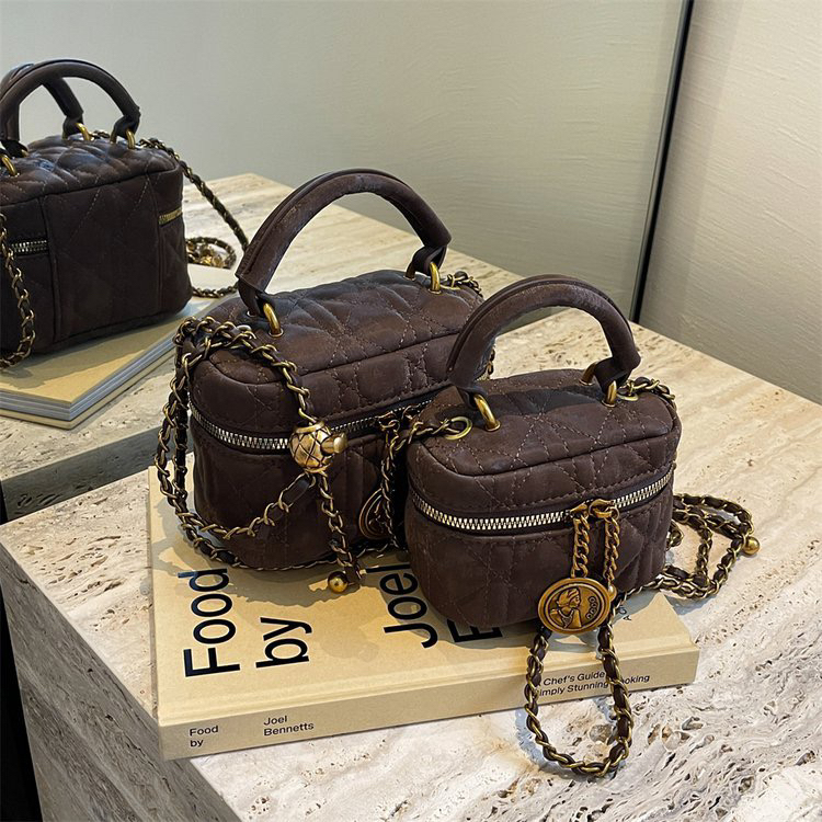 小香风菱格链条小包包女2024新款百搭斜挎小包韩国迷你手提盒子包