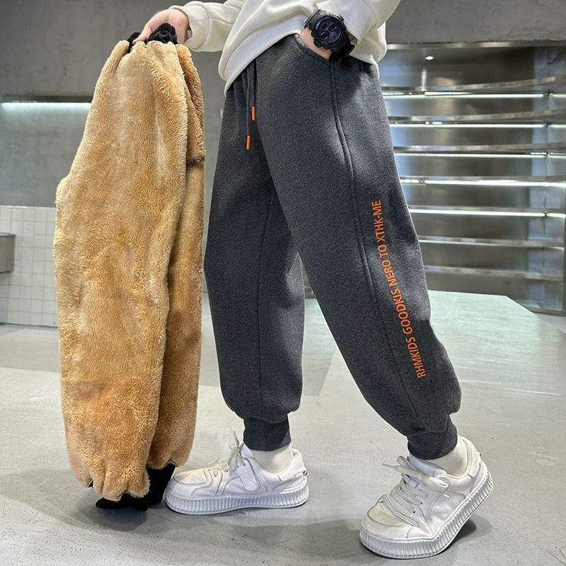 巴拉巴拉童森童马男童冬季加绒加厚运动裤中大童羊羔绒保暖一体绒