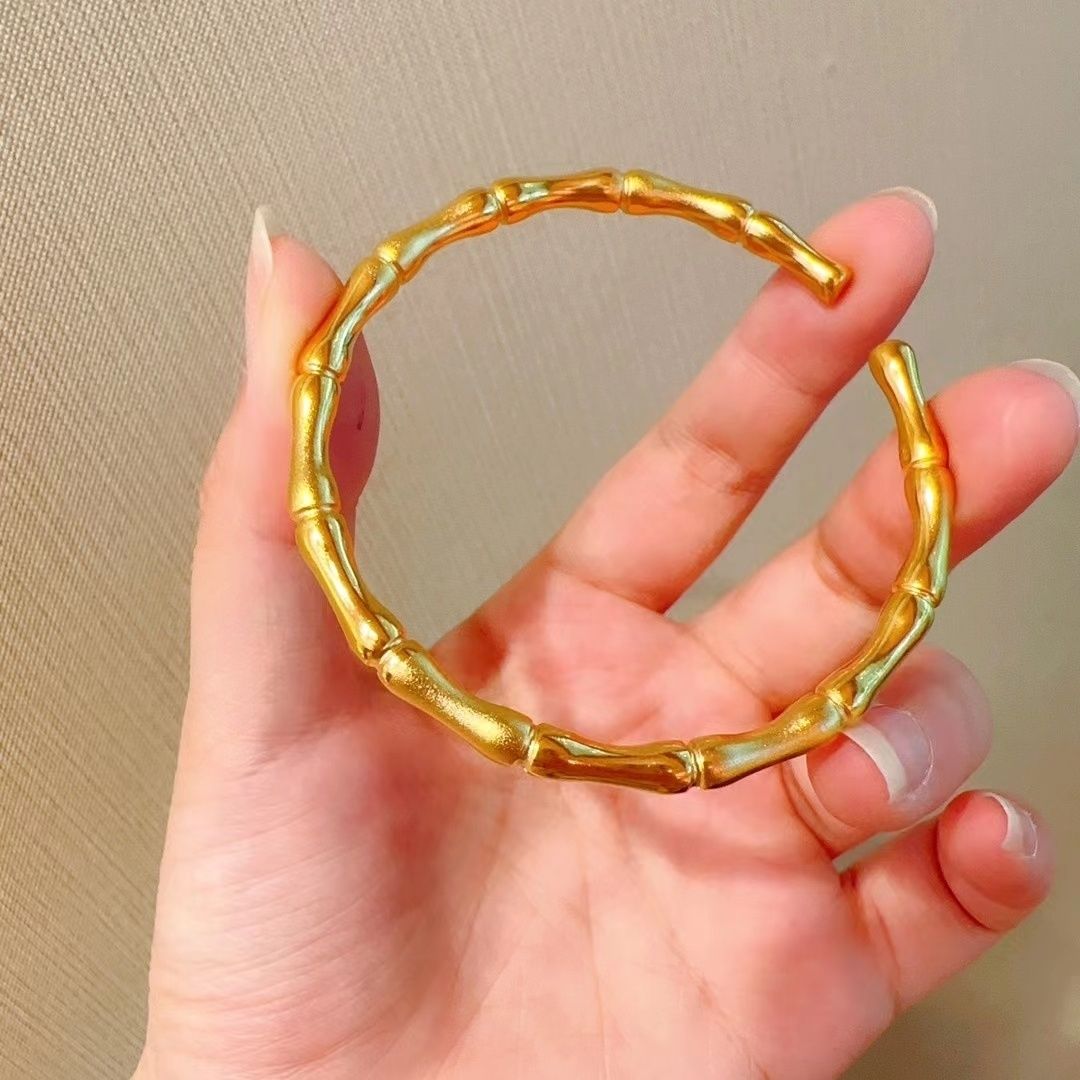 金店同款 竹节开口手镯