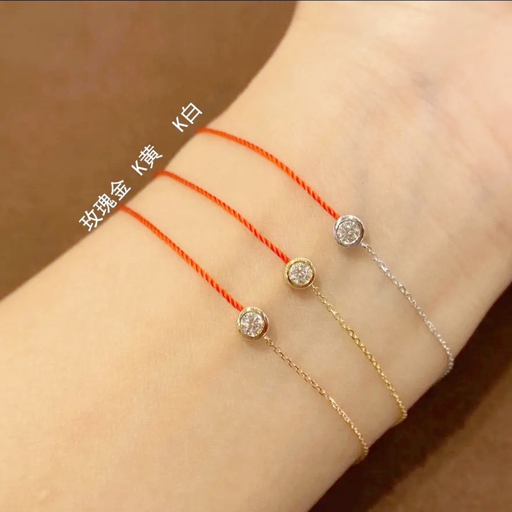 【天然钻石】18K金钻石手链泡泡时尚红色精致设计师30年配货商品质