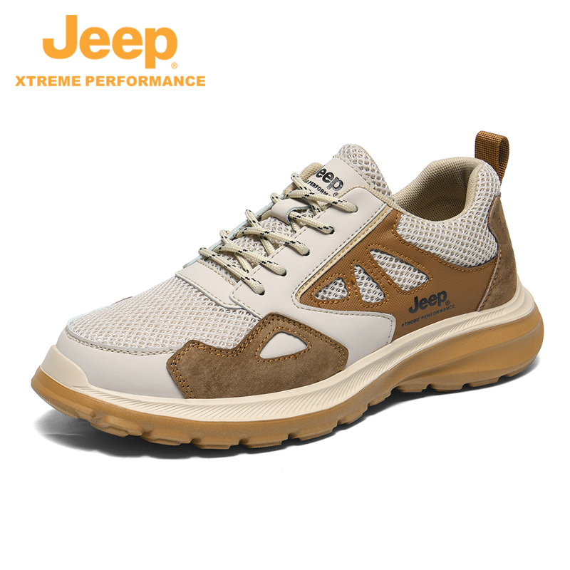 JEEP/吉普春季男士户外网面休闲鞋舒适透气跑步鞋时尚潮流徒步鞋 