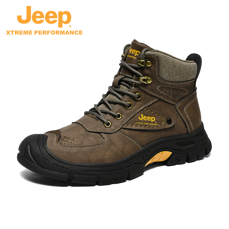 JEEP/吉普秋季登山鞋男防水防滑耐磨专业徒步户外厚底中帮工装鞋 