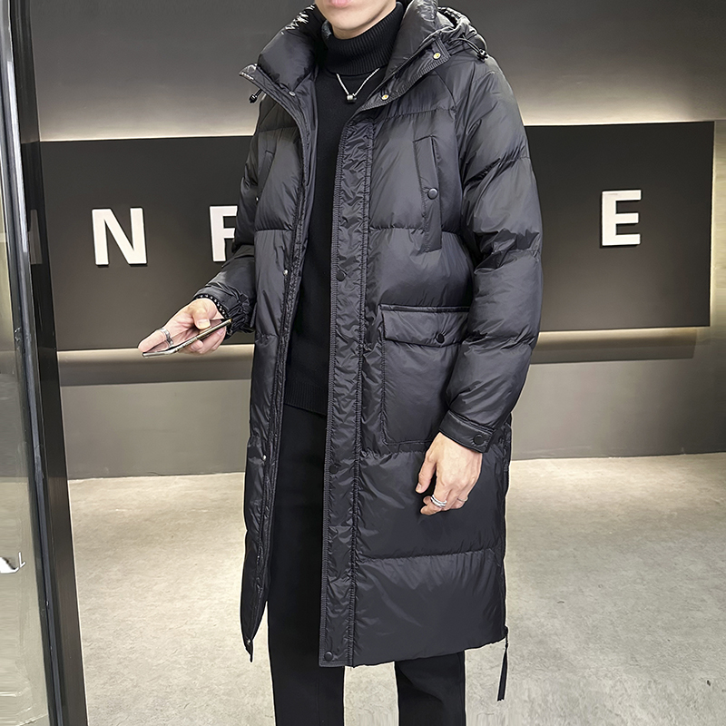 加厚保暖鸭绒男款上衣2025冬季新款防寒百搭长款男士羽绒服外套