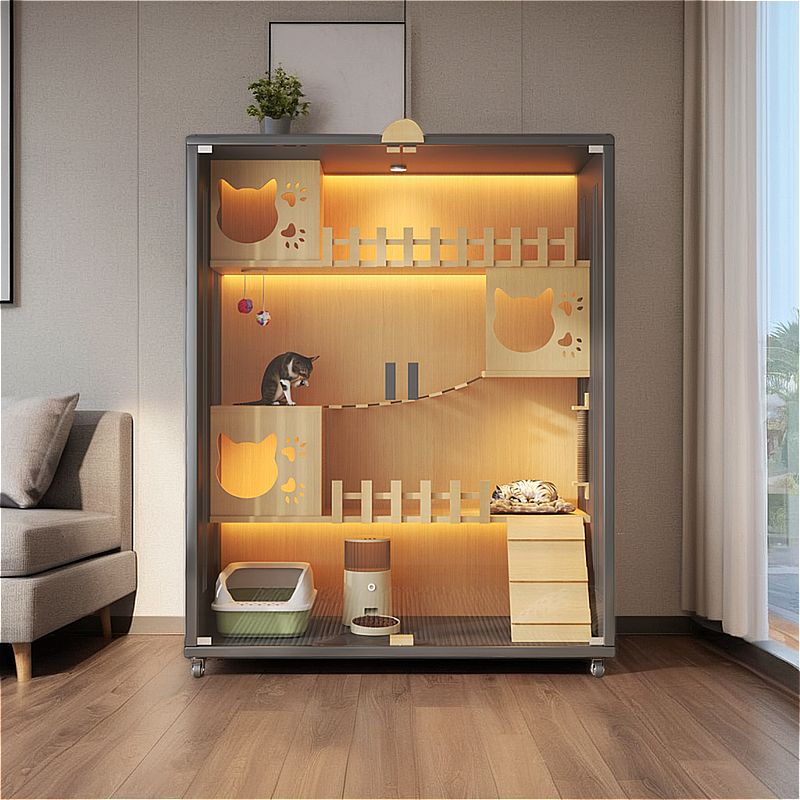 猫别墅玻璃宠物柜猫笼子室内家用猫窝猫屋超大空间猫房子猫柜子