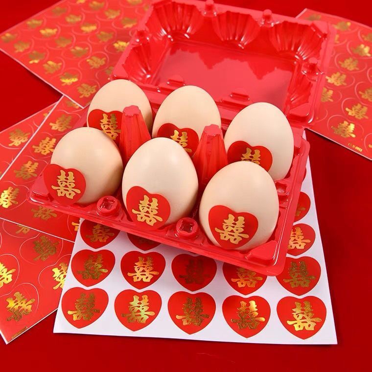 鸡蛋喜字贴婚礼结婚用品纸家具鸡蛋迷你喜福字宝宝满月喜贴小喜字