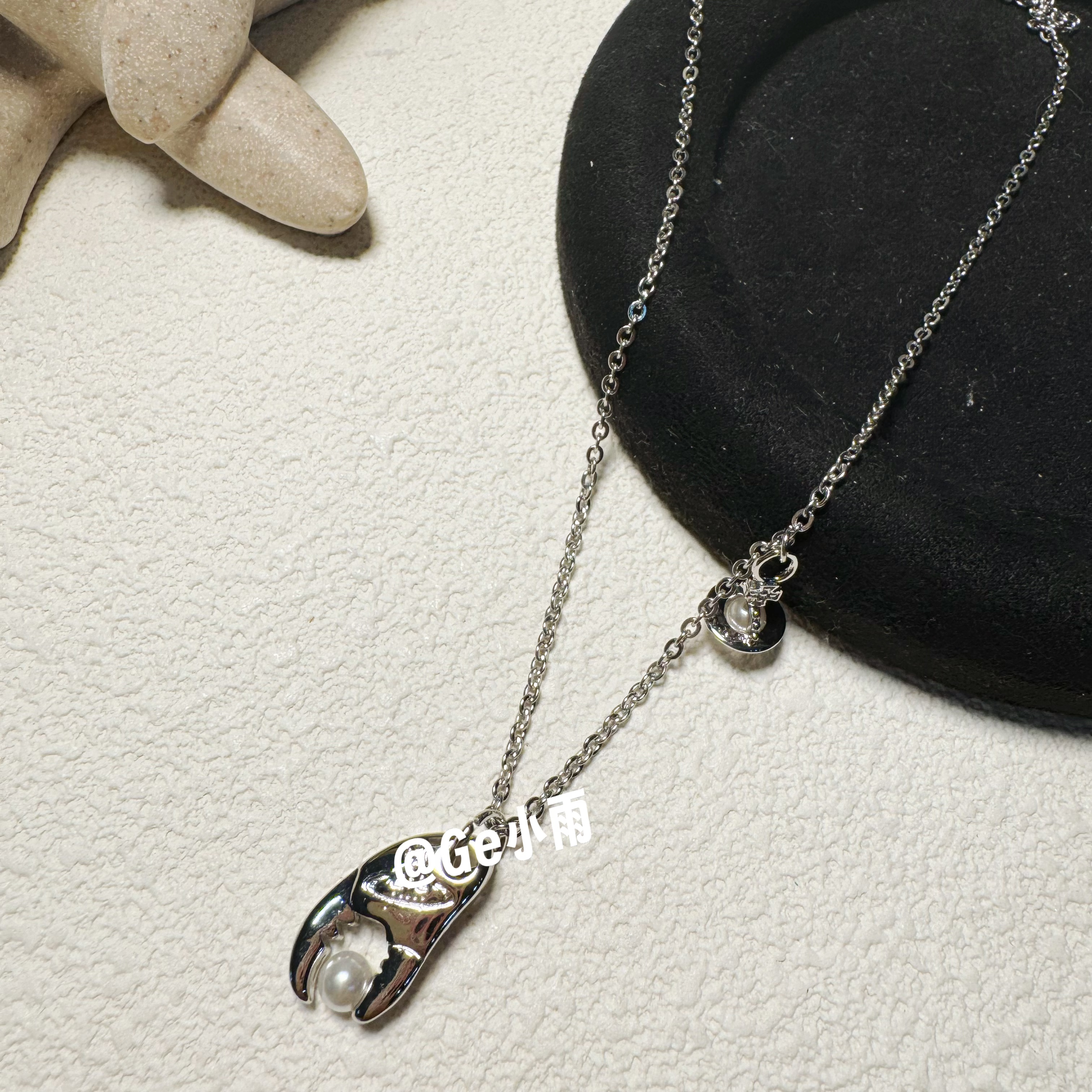 铜合金项链 【SEJ-08】小土星白珠蟹钳项链