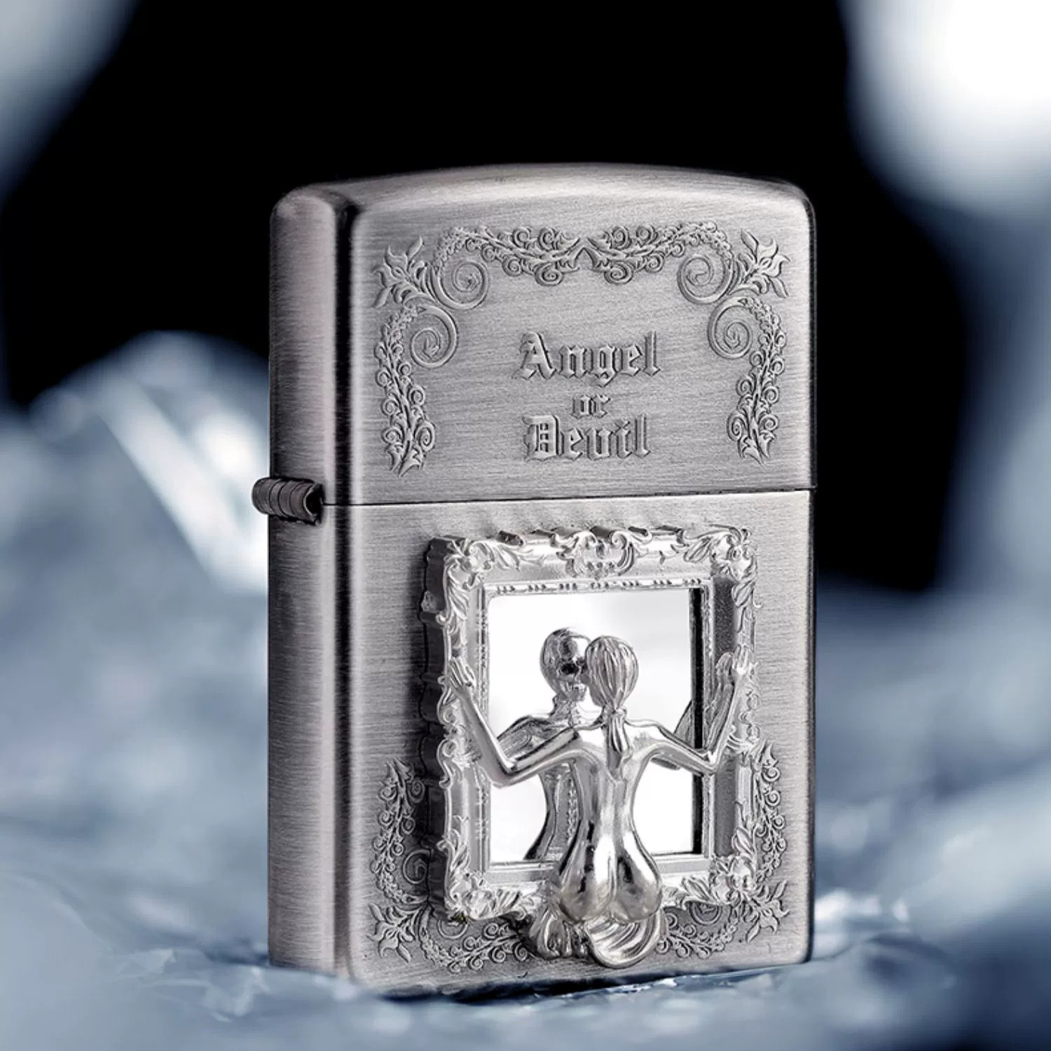 ZIPPO/之宝千语镜中人 天使骷髅银色贴章正品打火机男士复古个性