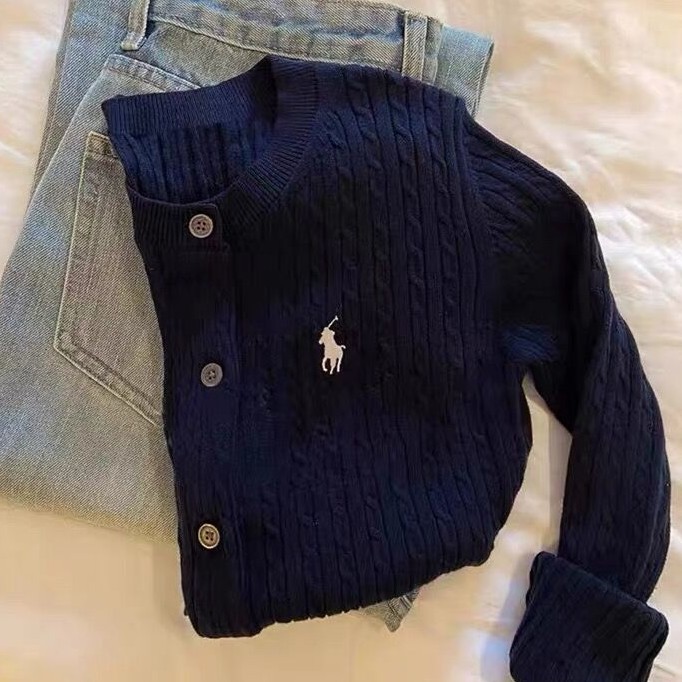 藏青色麻花针织开衫女春秋秋季学院风外搭短款外套长袖针织衫