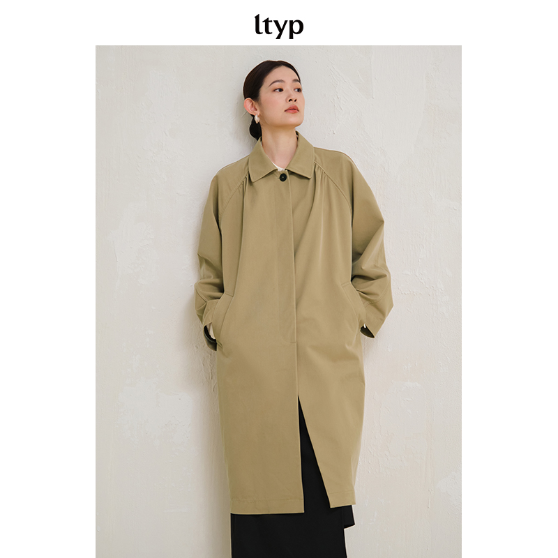 ltyp｜270G天丝棉立裁风衣外套百搭休闲中长款大衣女春F113243028