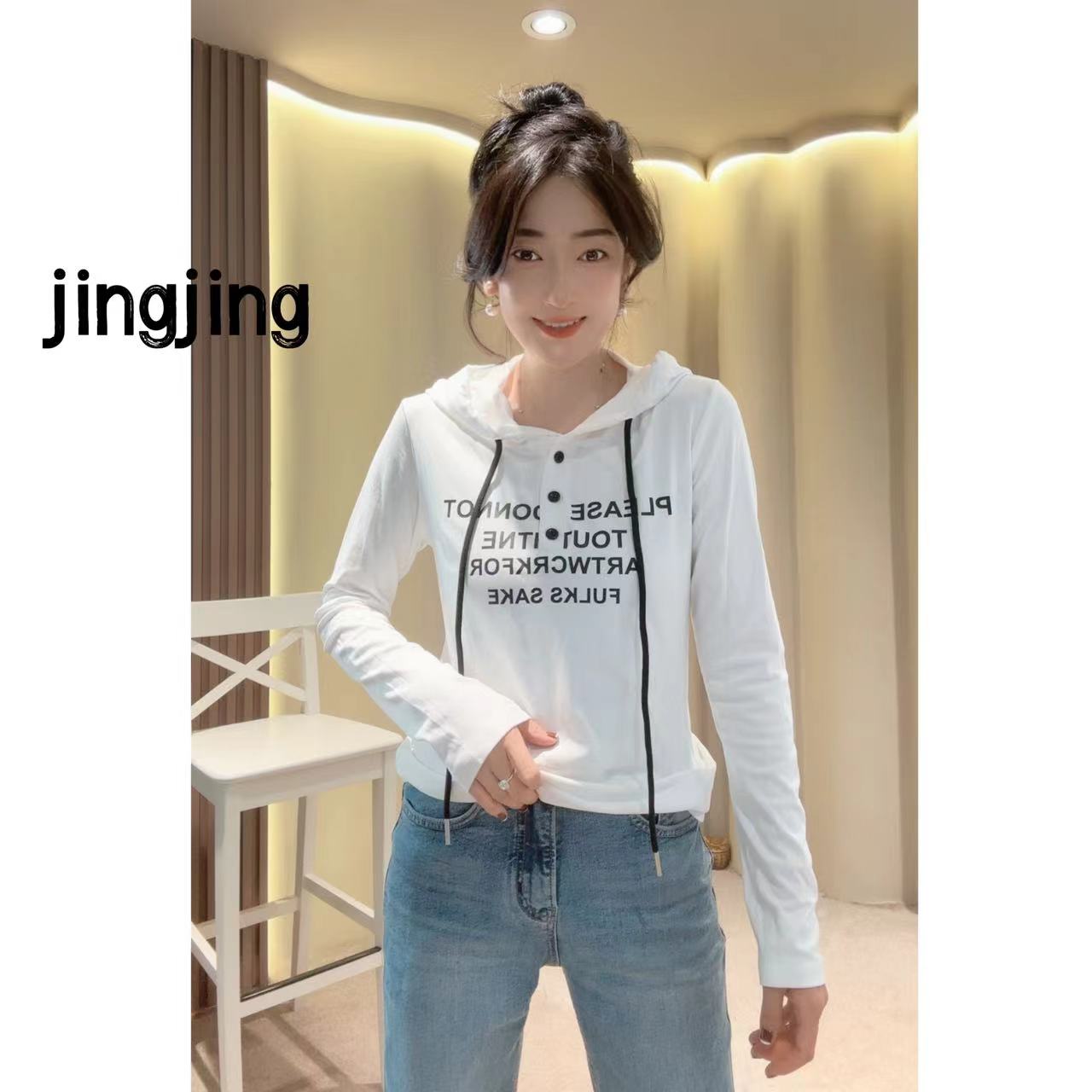 连帽设计新款休闲百搭T恤（9839）