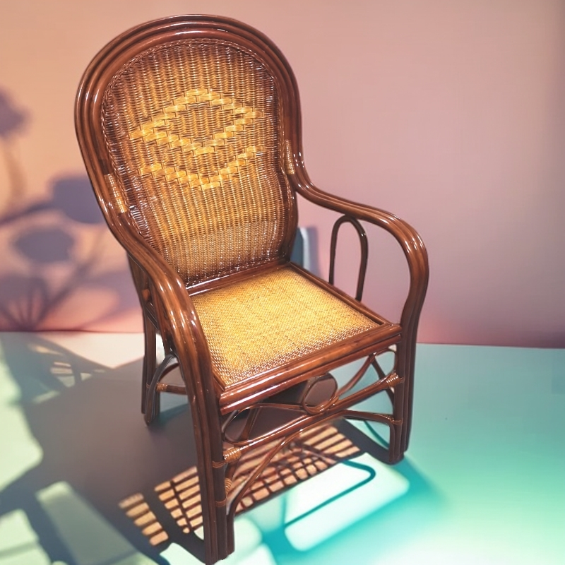 藤椅天然真藤家用单人椅子手工编织阳台客厅休闲藤椅靠背椅三件套