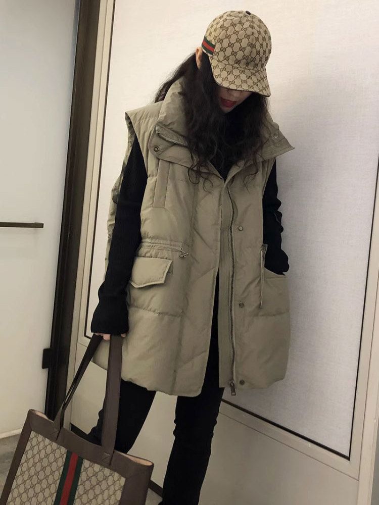 艾菜依200斤大码胖妹妹时尚高档百搭羽绒羽绒服背心女2023秋冬季