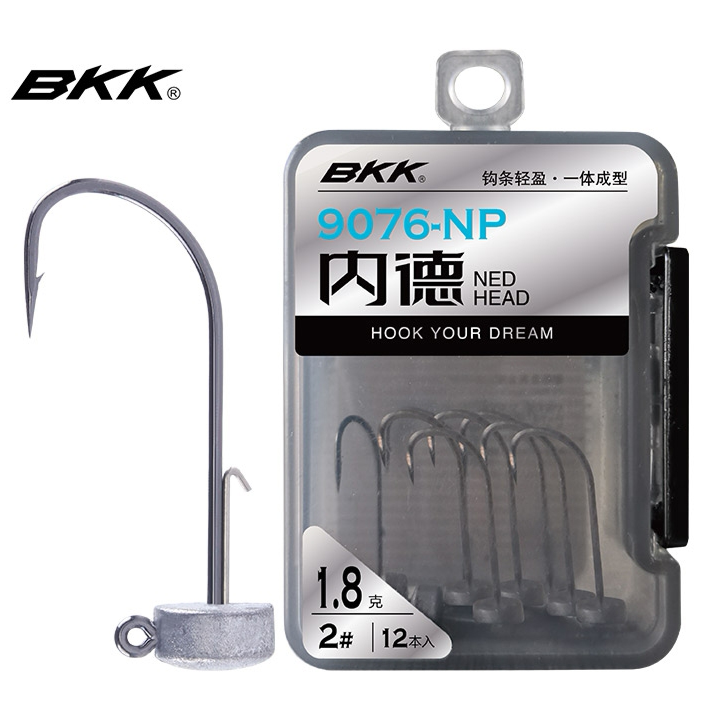 BKK黑金刚内德9076铅头钩不倒翁蘑菇头黑坑野钓路亚鱼钩曲柄