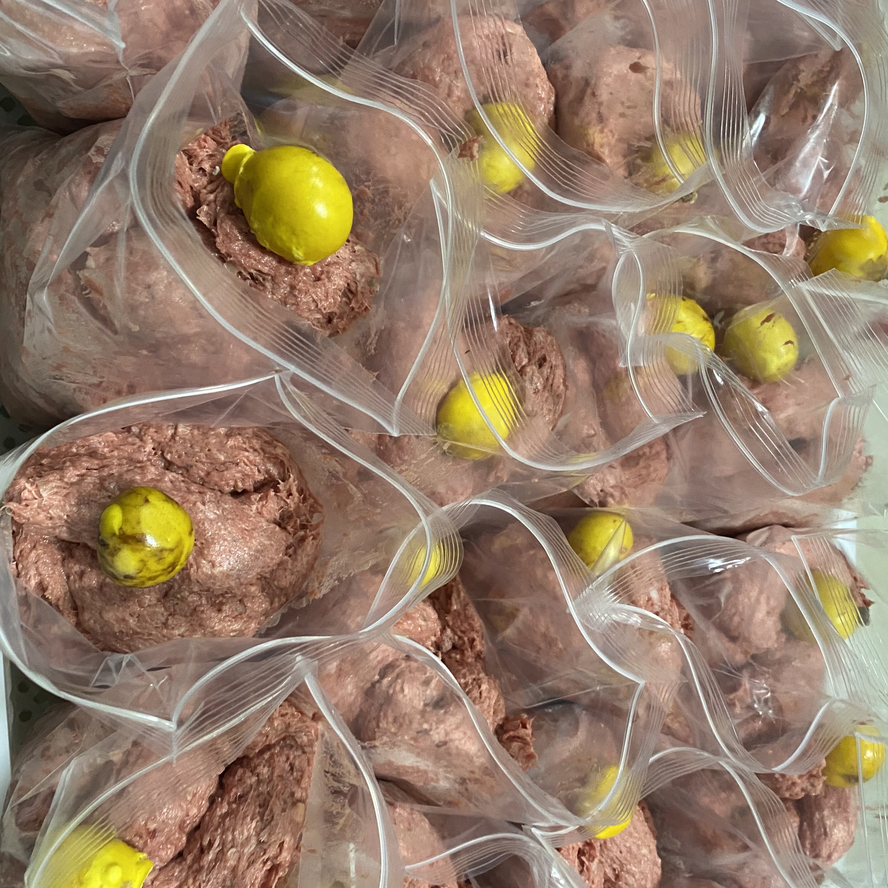 20斤一箱内分2斤一包喂狗生骨肉老鸡架泥加蛋黄独立包装狗狗零食商品图