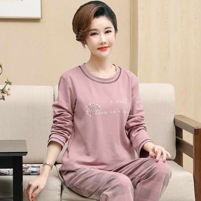 中年女士纯棉睡衣2025年春秋季新款中老年妈妈家居服套装可外穿