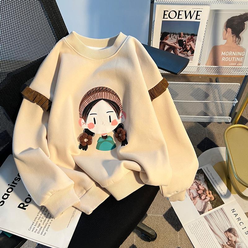 童装新款女童卫衣春秋2023新款秋装洋气女孩时尚打底衫儿童加绒款
