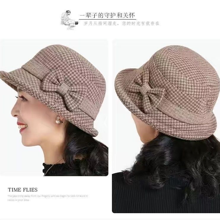 女士新款帽子女冬季礼帽毛呢盆帽子时尚洋气渔夫帽百搭保暖户外