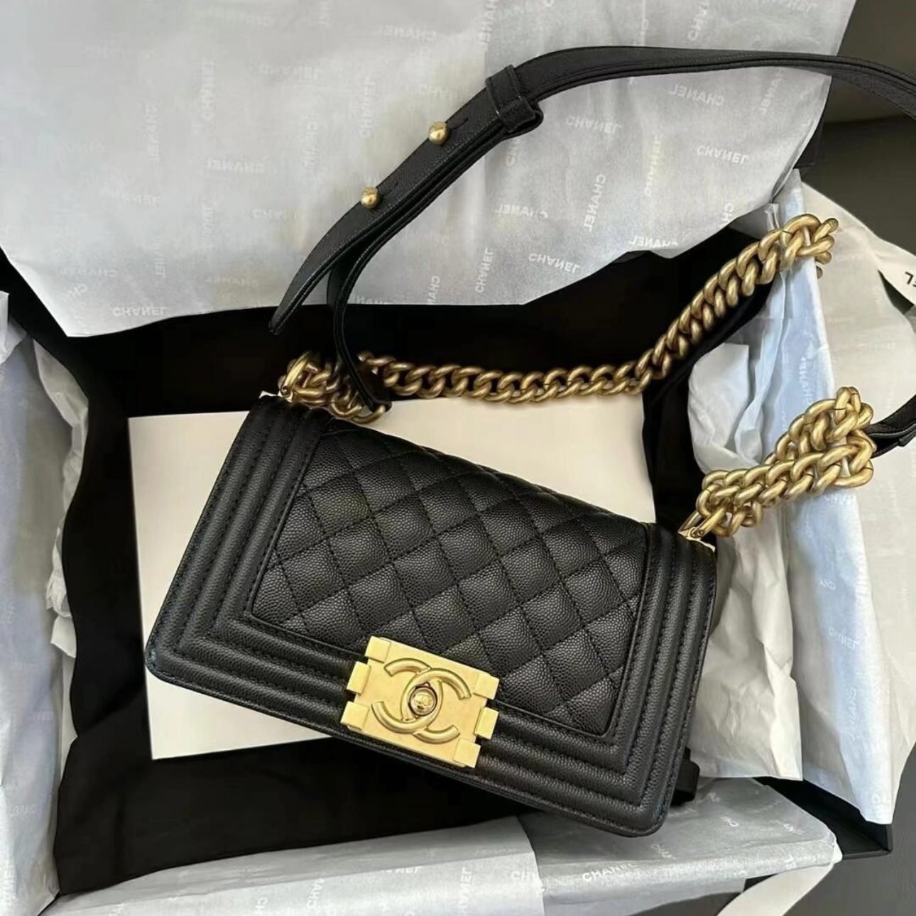 95新 Chanel/香奈儿 小号黑金鱼子酱leboy 成色以直播间为准
