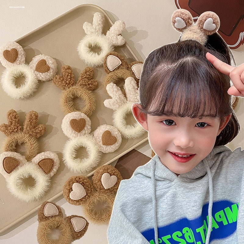 少女发饰小众ins鹿角毛绒发圈简约弹性好高马尾精致甜妹百搭新款