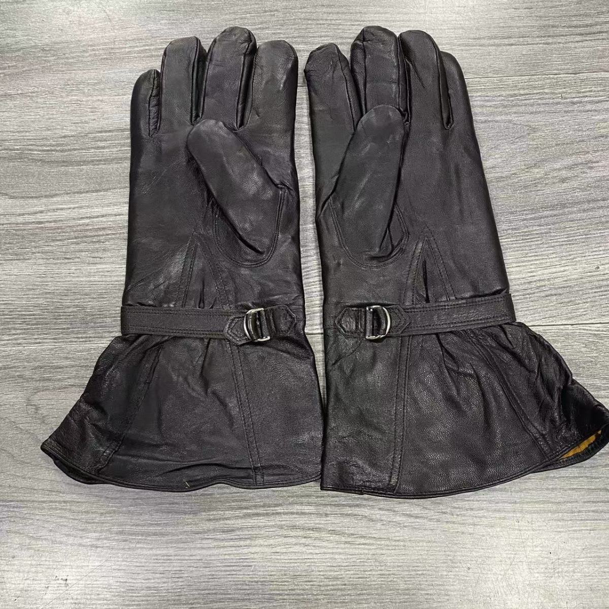 棕色纯头层皮内羊毛海航长腰护腕皮手套加长加厚冬保暖防寒