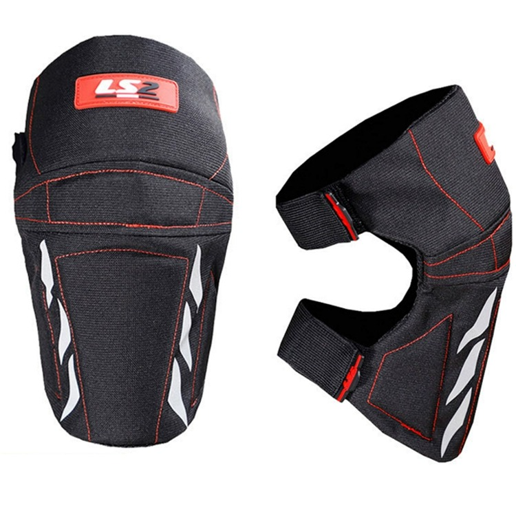 LS2摩托车骑行护膝防摔骑士装备四季防风保暖机车护具黑红短护膝