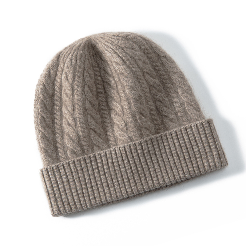10山羊绒百搭针织麻花保暖帽子L2407004M