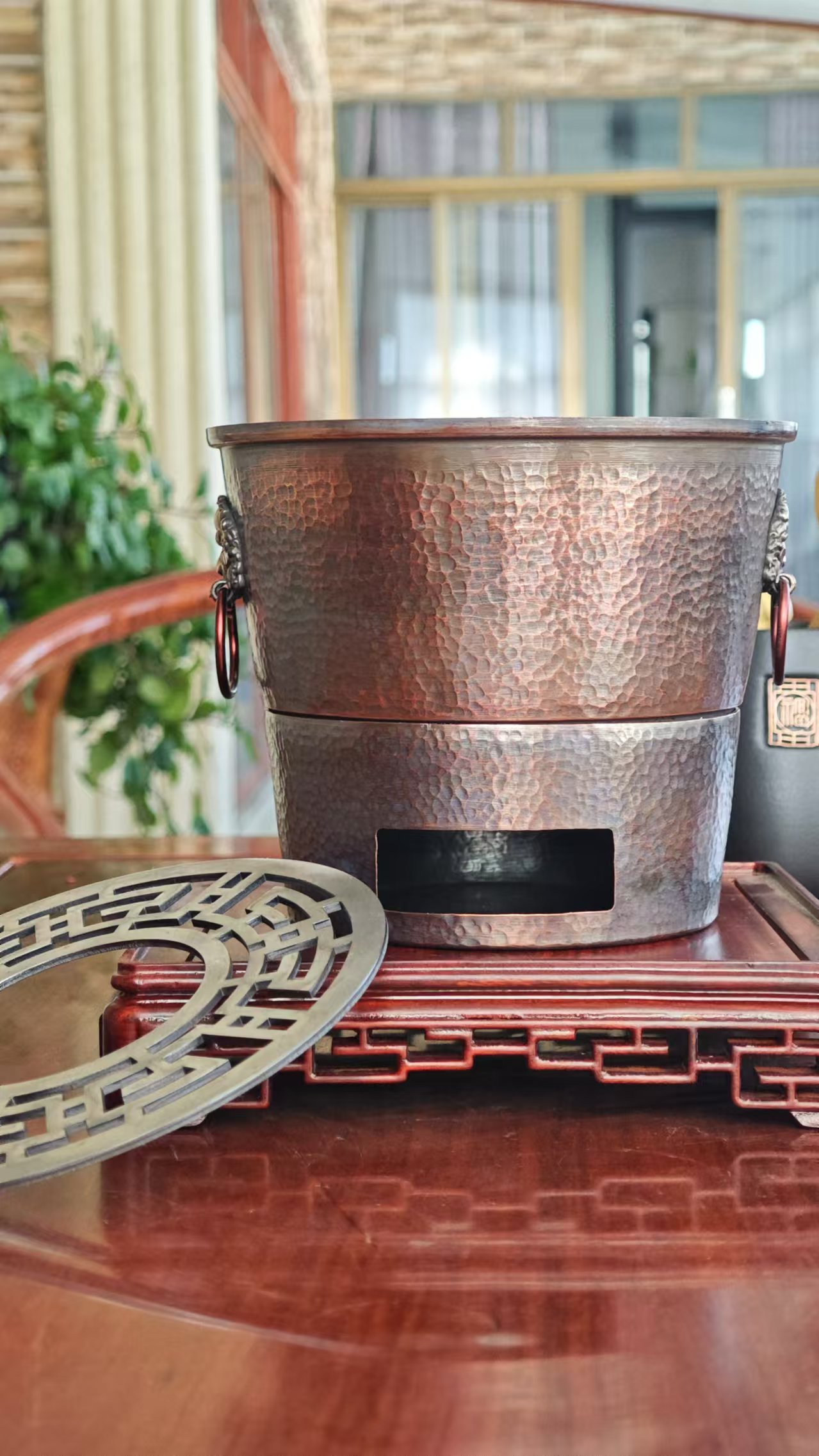 五彩紫铜碳炉日式手工炭炉复古风茶道烧水煮茶器铜壶烧水壶