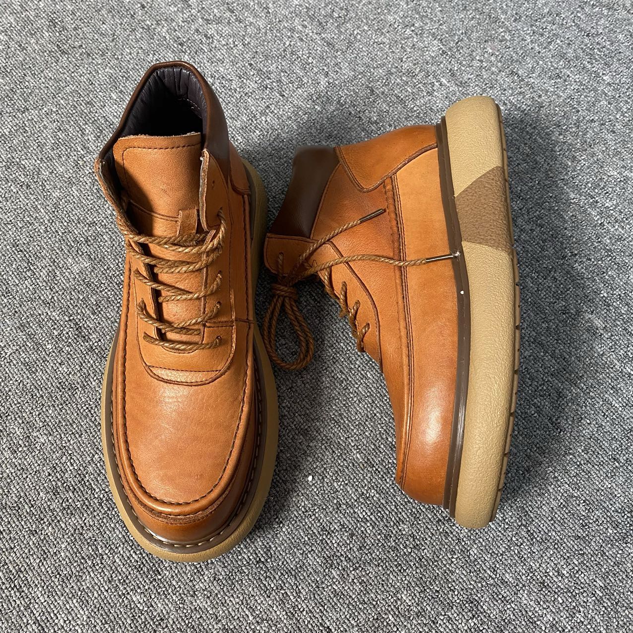 爆款时尚潮流百搭厚底版高级专柜品质男士春纯手工休闲牛皮鞋6579