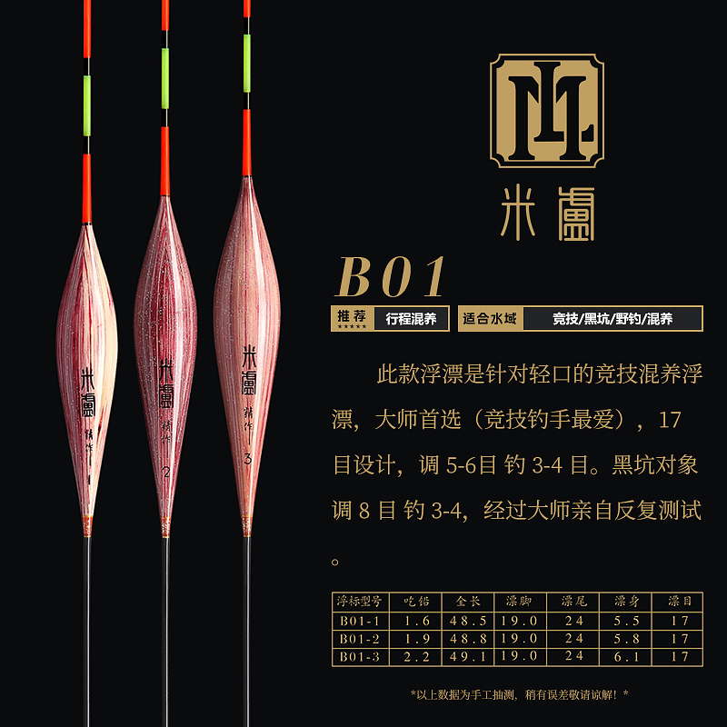 米卢浮漂B系列买二送一 爆顶换新漂尾硬清晰灵敏度高混养离底浮标
