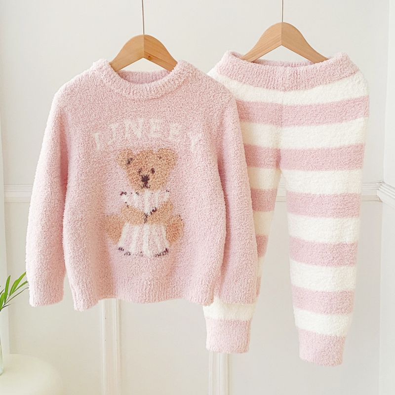 ABCKOIOI2023冬冬半边绒儿童睡衣男女宝宝子软绵绵家居服保暖套装