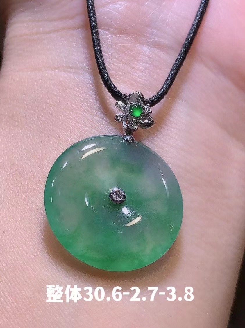 飘花平安扣吊坠  花色灵动鲜阳  