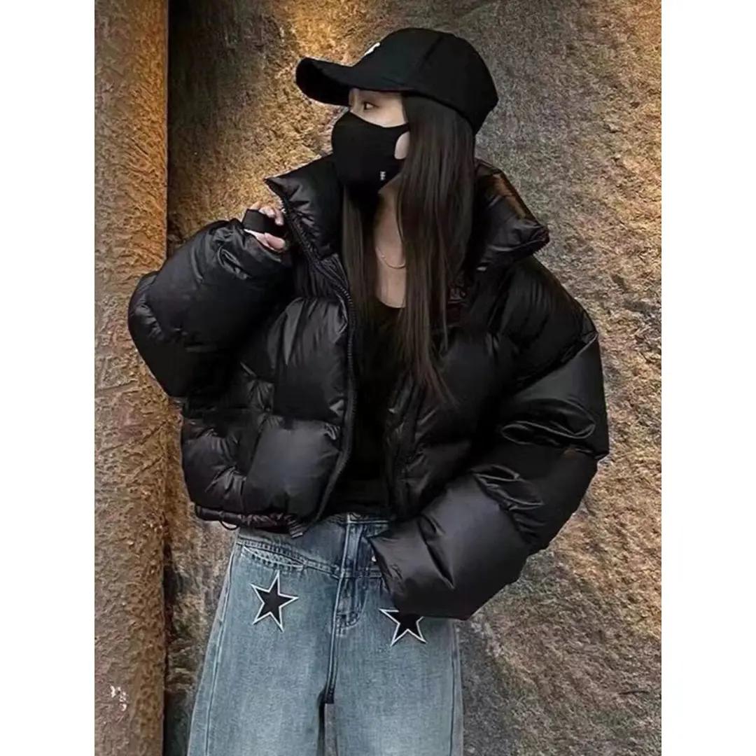 反季咖色立领羽绒服女短款小个子2023年冬季加厚高腰肯豆风经典款