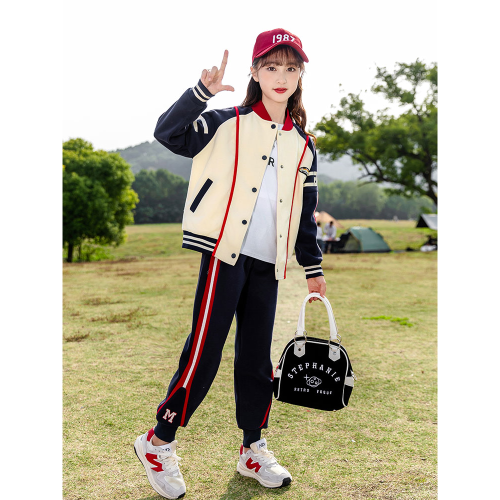 巴拉巴拉女童秋装棒球服两件套2023新款春秋款12儿童中大童时髦加