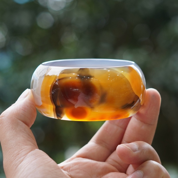 【阳琈珠宝】天然意境玛瑙玉石手镯/圈口60/编号148