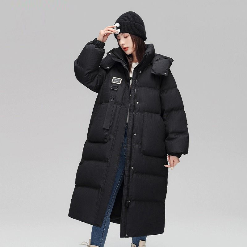 过膝韩版防风羽绒服女2023新款长款洋气减龄时尚外套小香风冬季中