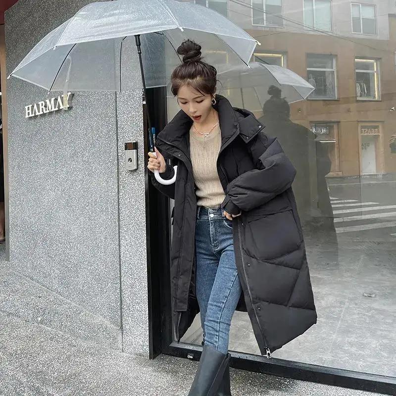 羽绒服特大码300斤秋冬加厚胖MM法式洋气服衣袄过膝长款外套女羽