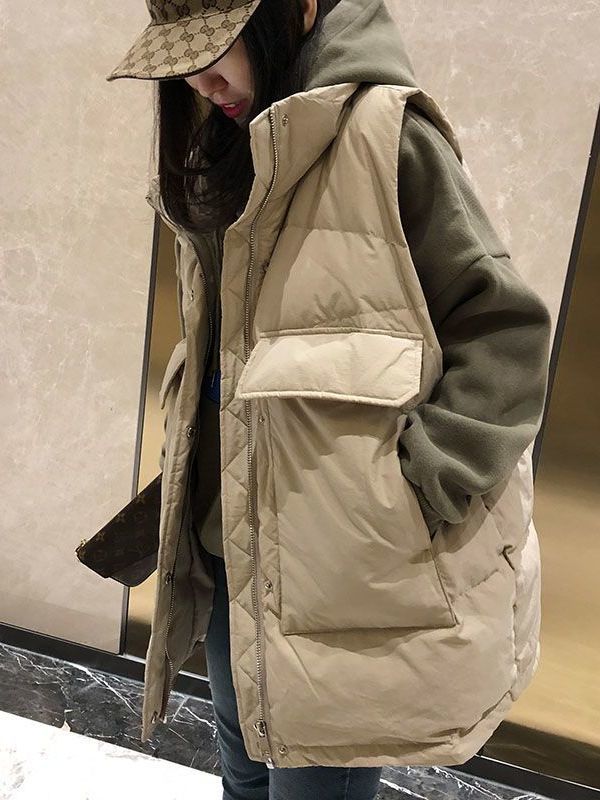 波司澄韩版羽绒马甲女羽绒秋冬季新款中长款立领显瘦宽松加厚马