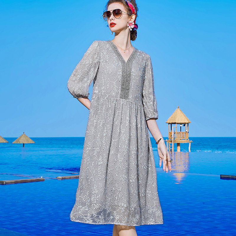 【七夫人专属】E8060恩纳斯杭州大牌连衣裙奢华年轻款桑蚕丝裙