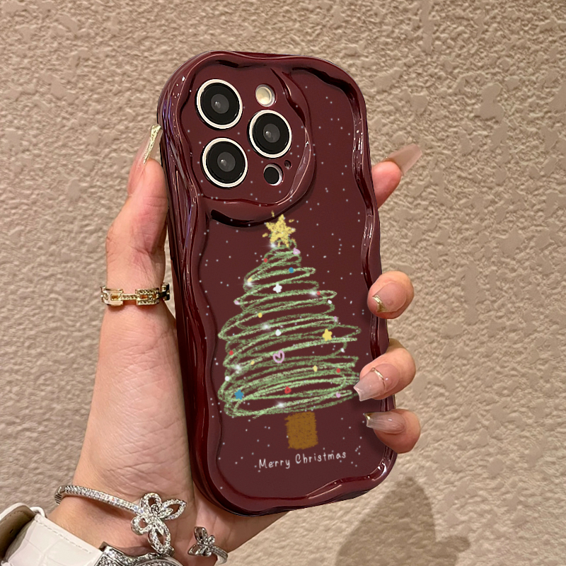 星星圣诞树适用iphone15promax苹果手机壳14全包防摔创意个性卡通