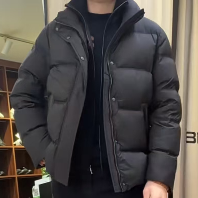 2024冬季新款男士轻奢假两件立领羽绒服8072