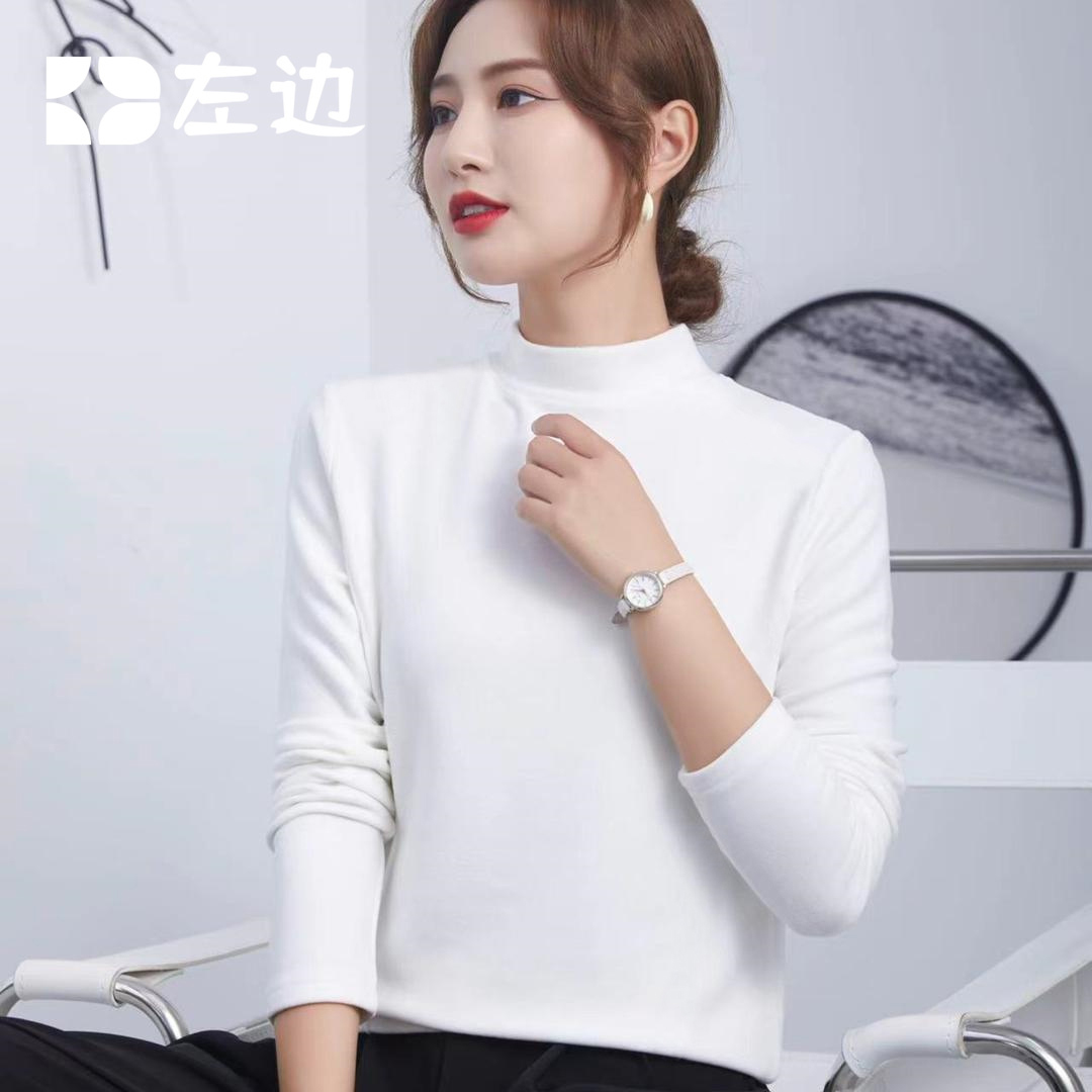 2025新款双面德绒打底衫女装长袖内搭保暖内衣秋冬季半高领上衣潮