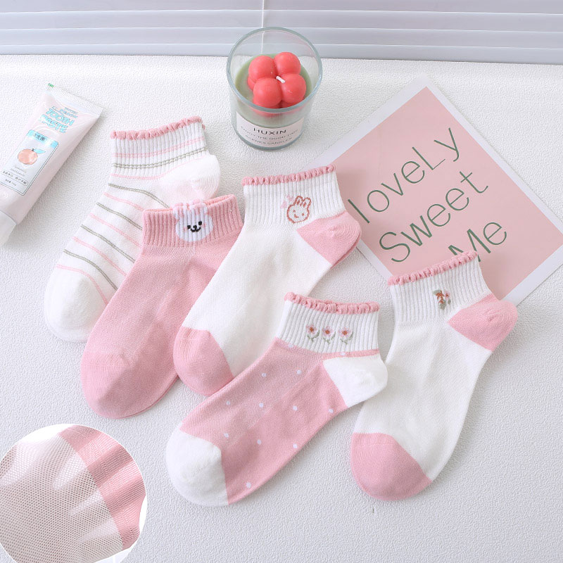 无骨袜子纯棉薄款透气可爱卡通学生袜日系浅口船夏季ins百搭