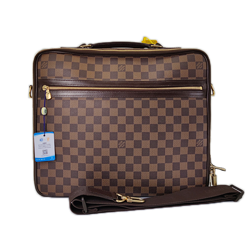 95新 LouisVuitton/路易威登 男士棕色棋盘格斜挎邮差手提公文包